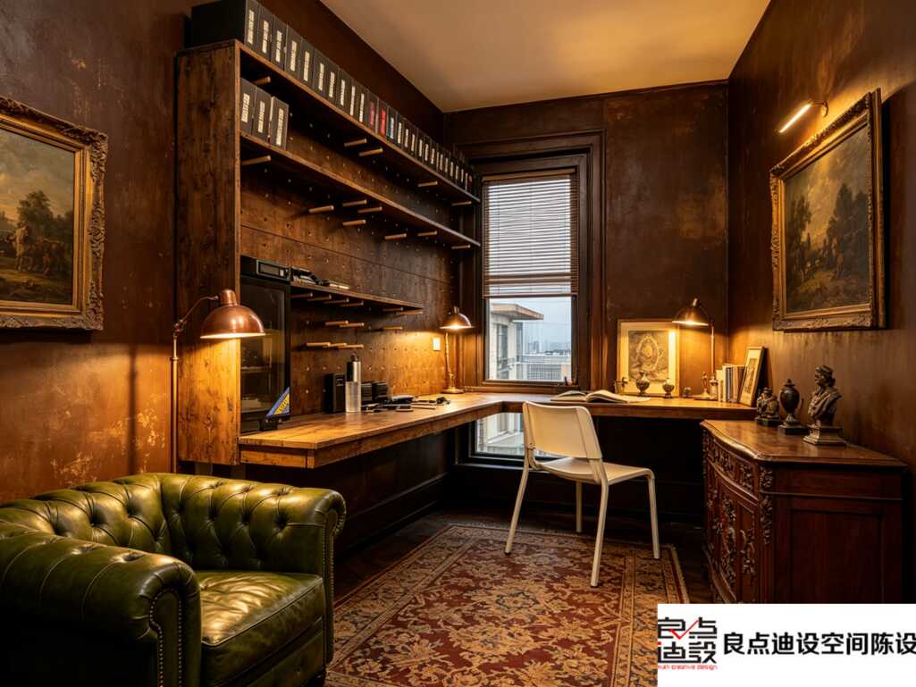 一居室软装设计 | 小空间也能打造复古氛围感书房+会客区🎩